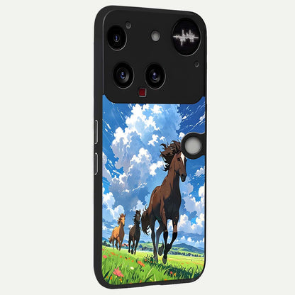  Majestic Horses Galloping back cover For Nothing Phone 3 slim fit glass case with vibrant aesthetic design