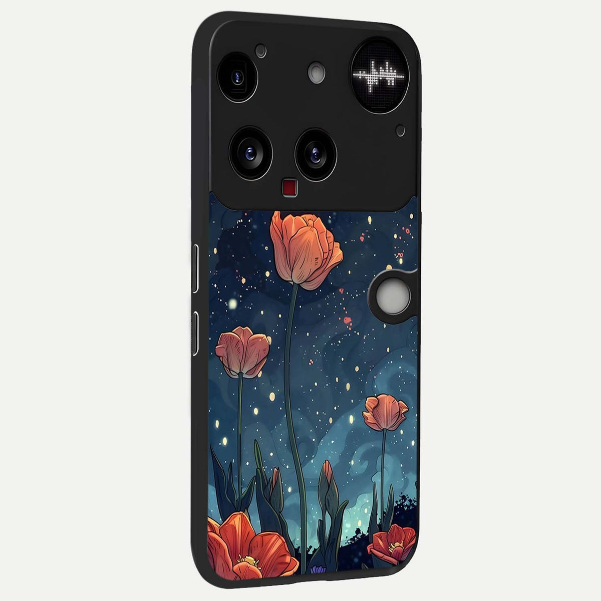  Midnight Tulip Glow back cover For Nothing Phone 3 slim fit glass case with vibrant aesthetic design