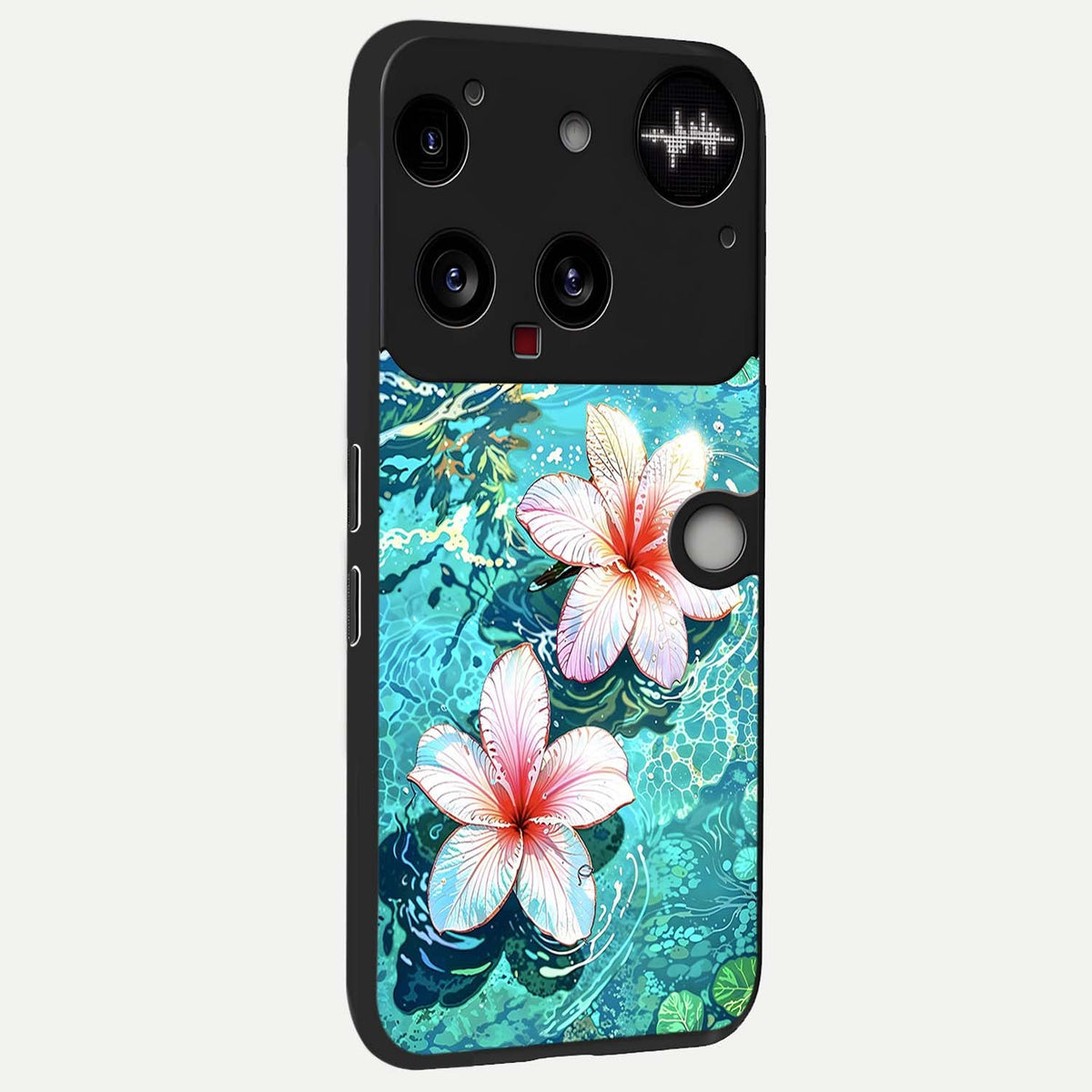  Pink Flowers in Water back cover For Nothing Phone 3 slim fit glass case with vibrant aesthetic design