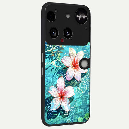  Pink Flowers in Water back cover For Nothing Phone 3 slim fit glass case with vibrant aesthetic design