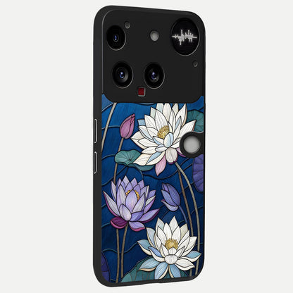  Purple Lotus Stained back cover For Nothing Phone 3 slim fit glass case with vibrant aesthetic design
