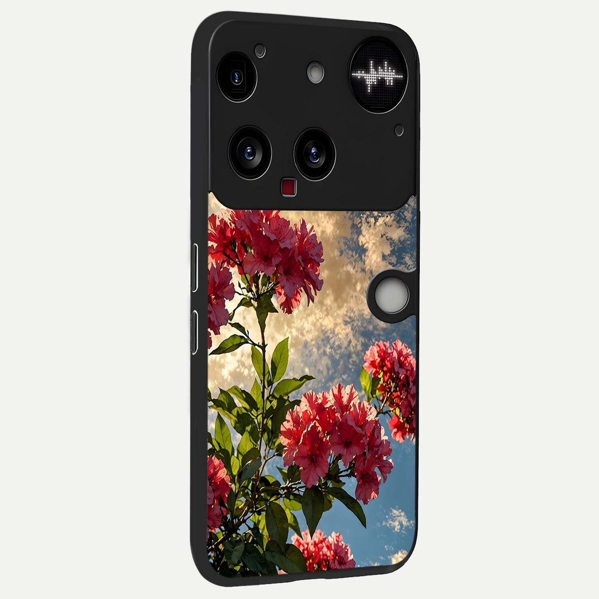  Red Bloom Skies back cover For Nothing Phone 3 slim fit glass case with vibrant aesthetic design
