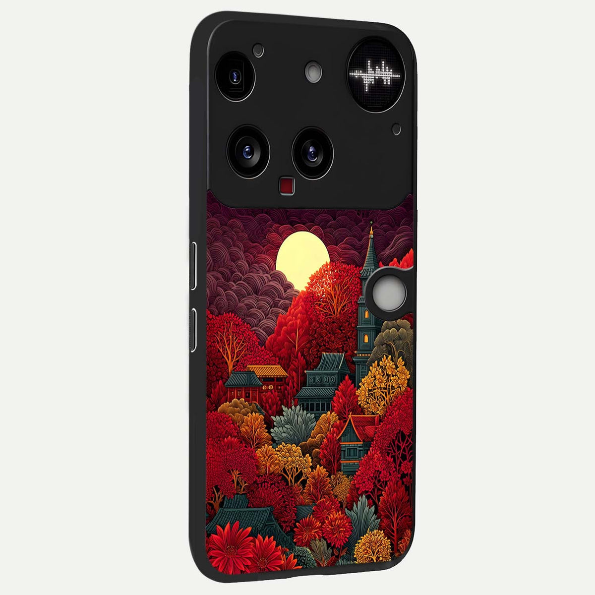  Scarlet Autumn Temple back cover For Nothing Phone 3 slim fit glass case with vibrant aesthetic design