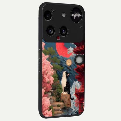  Temple Cat Scenery back cover For Nothing Phone 3 slim fit glass case with vibrant aesthetic design