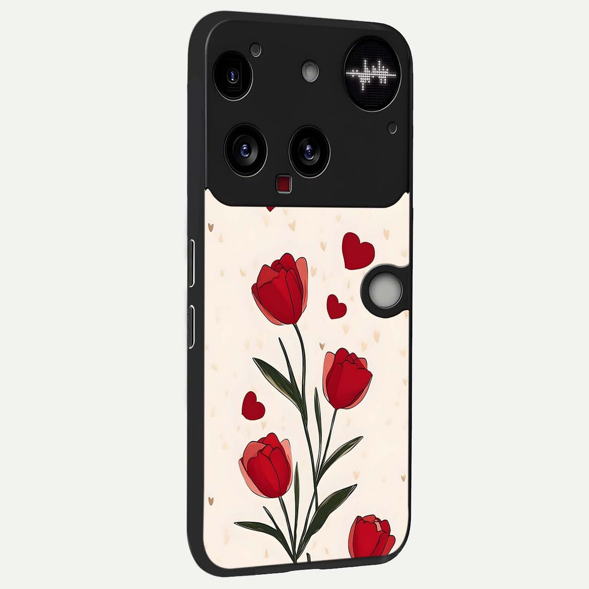  Tulip With Heart back cover For Nothing Phone 3 slim fit glass case with vibrant aesthetic design