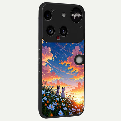  Two Cats Friends back cover For Nothing Phone 3 slim fit glass case with vibrant aesthetic design