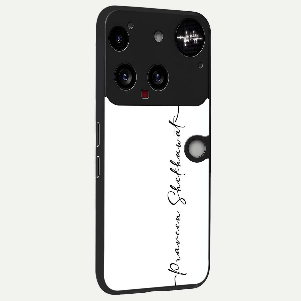  White Tune Custom Name back cover For Nothing Phone 3 slim fit personalized glass case with aesthetic design