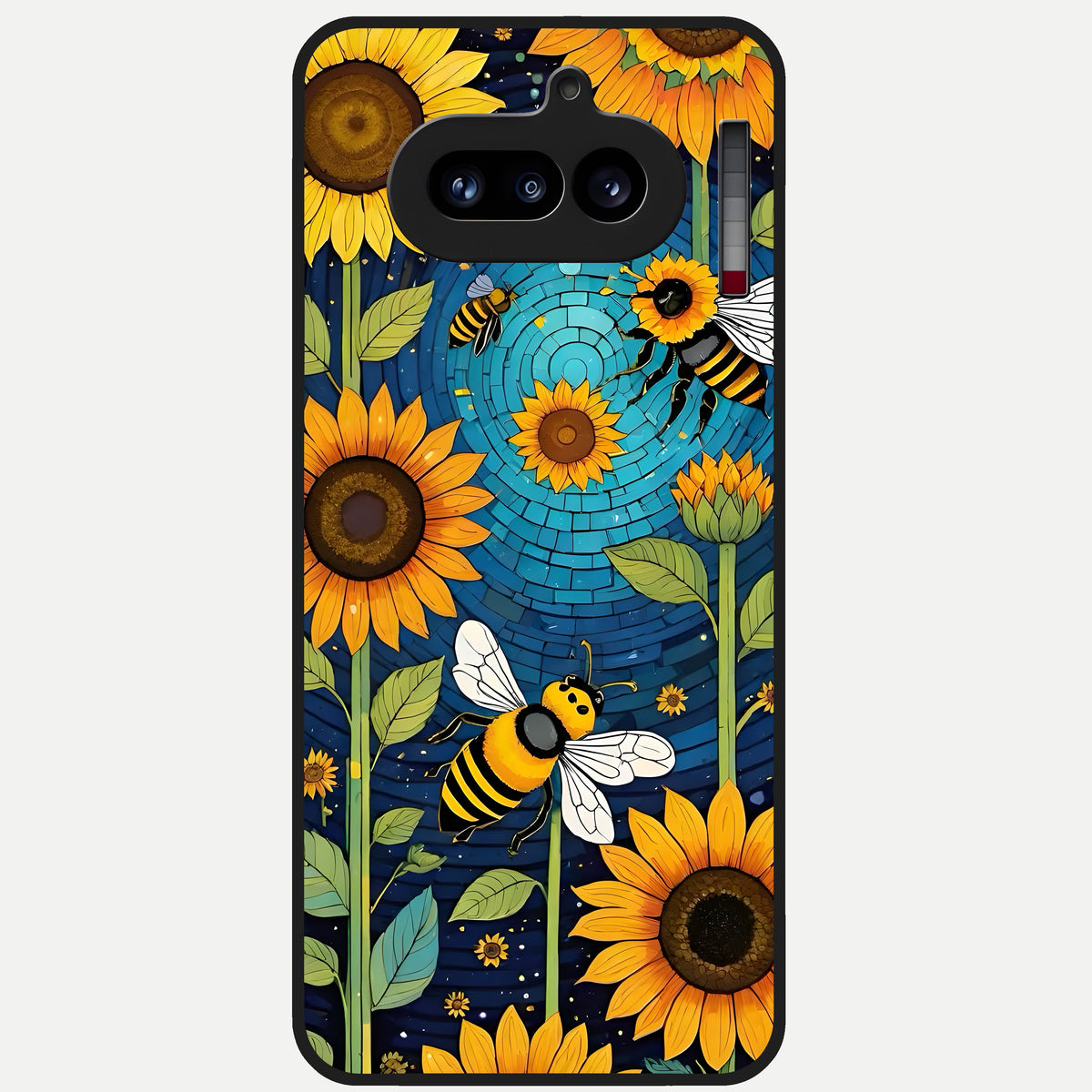  Bees And Sunflowers Glass Case For Nothing Phone 4A back cover – full design glossy printed glass finish