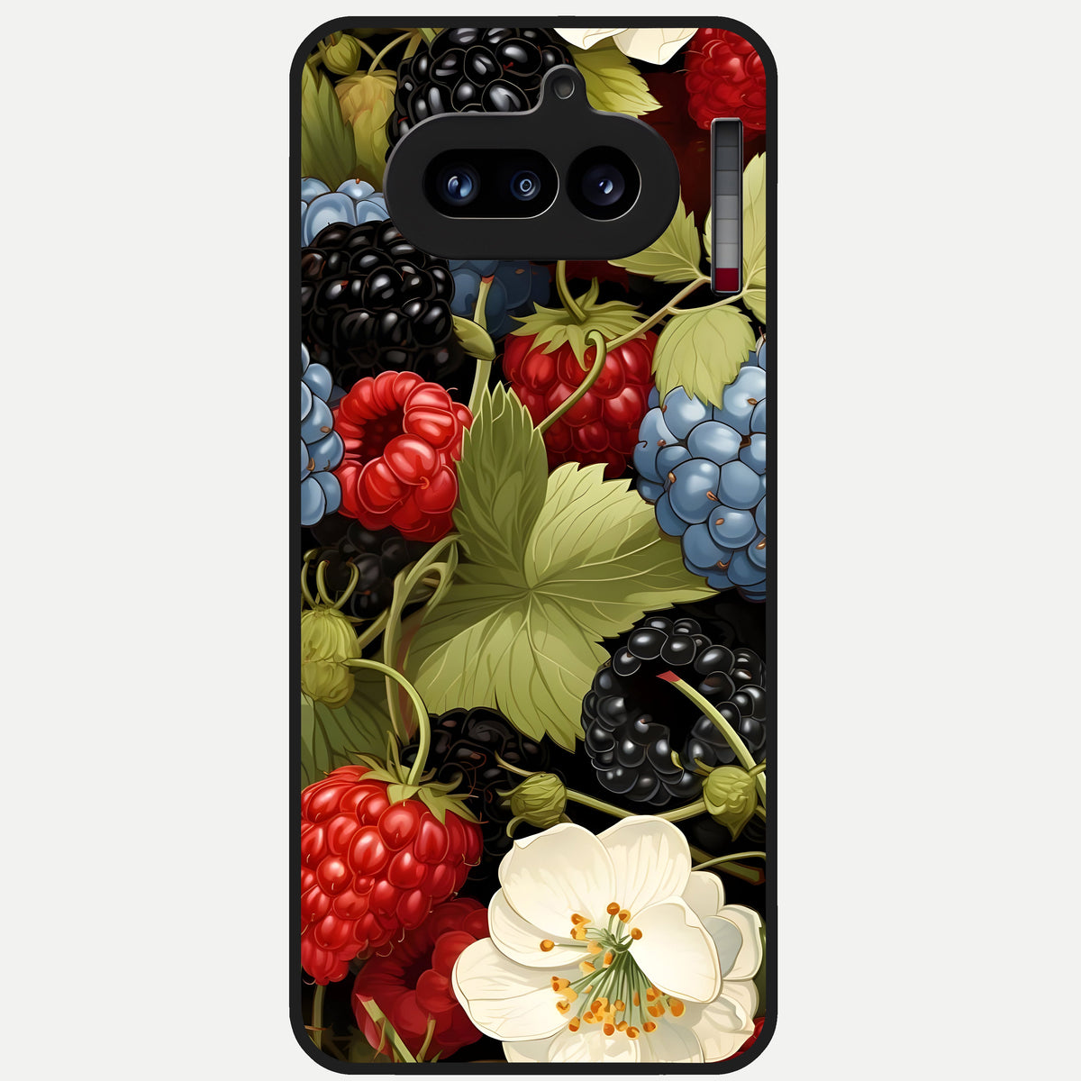  Berry Bloom Charm Glass Case For Nothing Phone 4A back cover – full design glossy printed glass finish