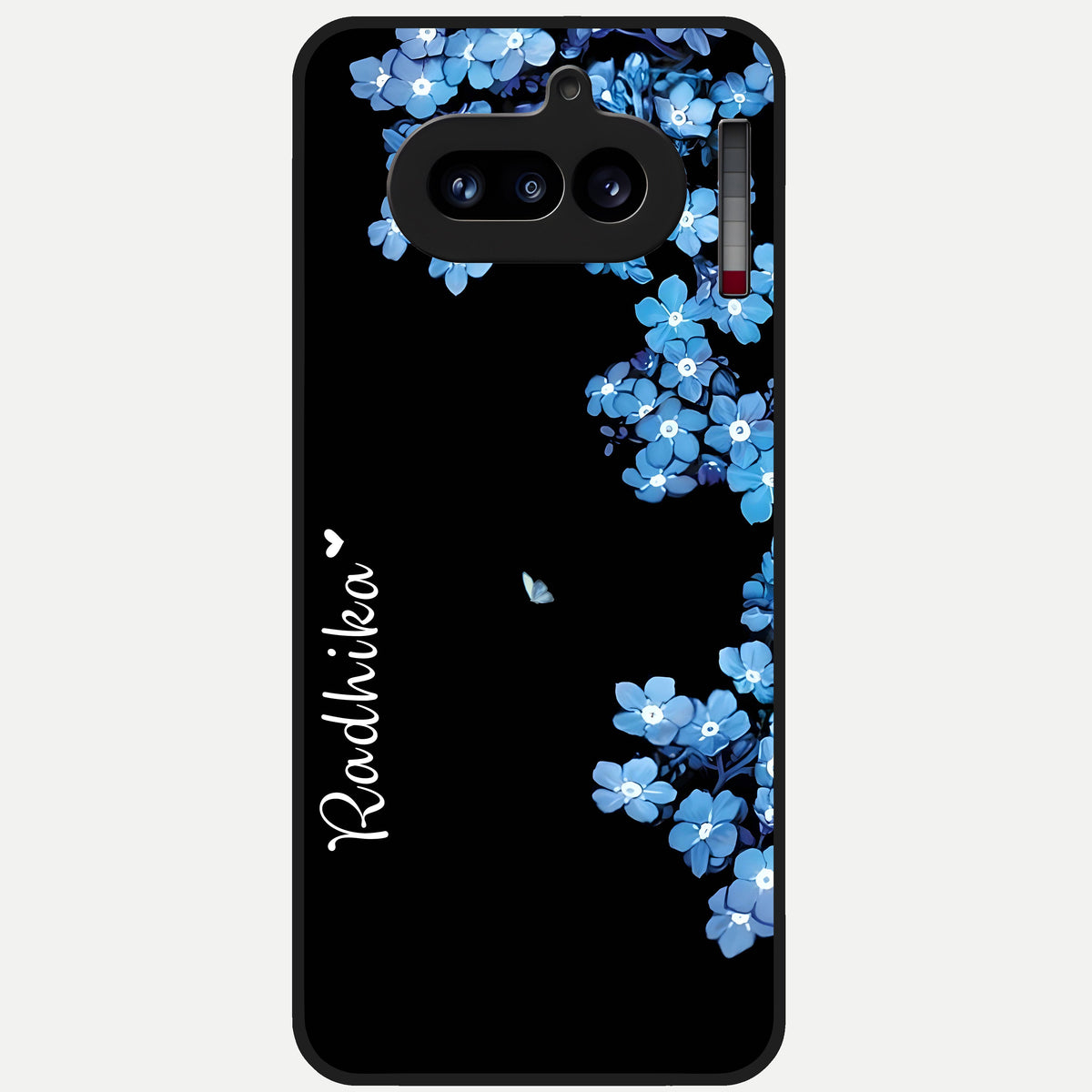  Blue Petal Dream Custom Name Glass Case For Nothing Phone 4A back cover – full design glossy printed glass finish