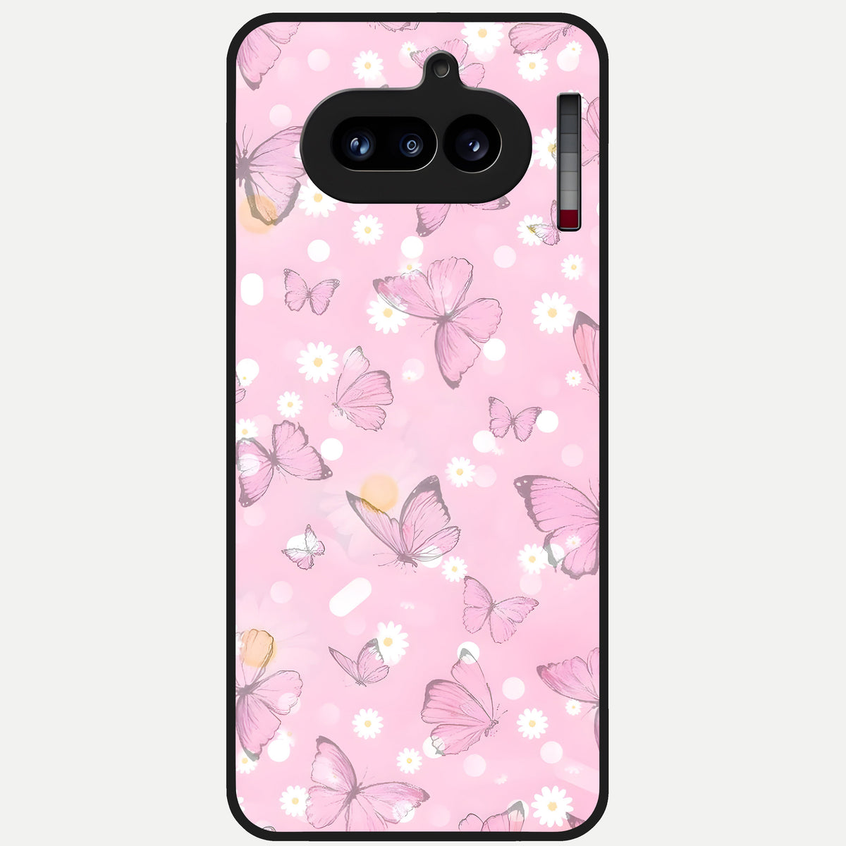  Blush Butterfly Garden Glass Case For Nothing Phone 4A back cover – full design glossy printed glass finish