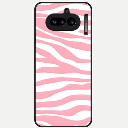 Blush Zebra Flow Glass Case For Nothing Phone 4A back cover – full design glossy printed glass finish