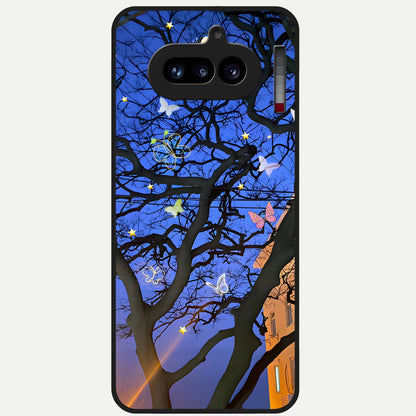  Butterfly Night Magic Glass Case For Nothing Phone 4A back cover – full design glossy printed glass finish