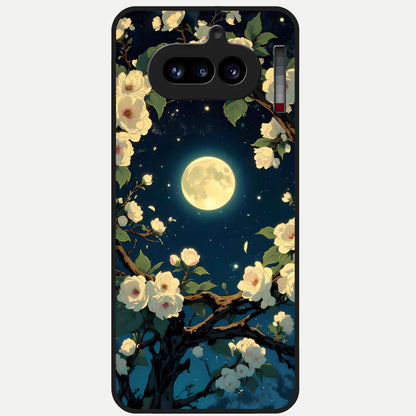 Celestial Moon And Flower Glass Case For Nothing Phone 4A back cover – full design glossy printed glass finish