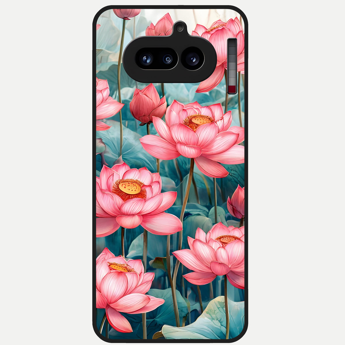  Celestial Pink Lotus Glass Case For Nothing Phone 4A back cover – full design glossy printed glass finish