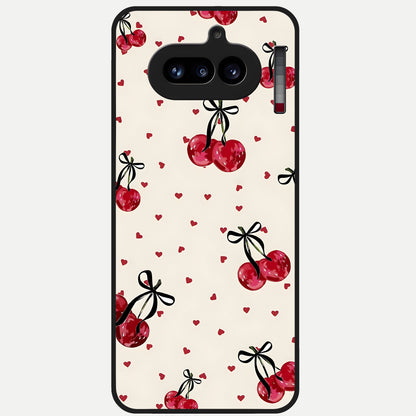  Cherry Heart Bow Glass Case For Nothing Phone 4A back cover – full design glossy printed glass finish