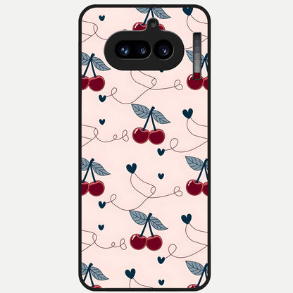  Cherry Heart Line Glass Case For Nothing Phone 4A back cover – full design glossy printed glass finish