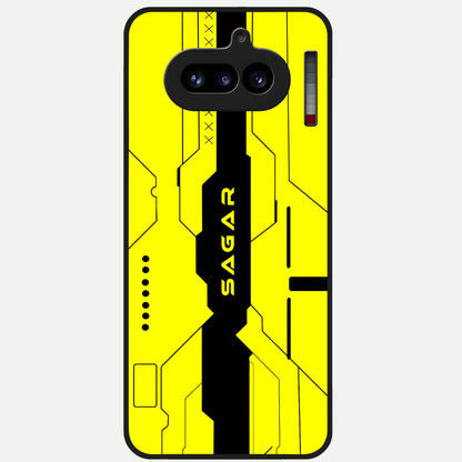  Circuit CYBERPUNK Custom Name Glass Case For Nothing Phone 4A back cover – full design glossy printed glass finish