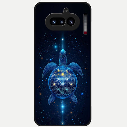  Crimson Blue Turtle Glass Case For Nothing Phone 4A back cover – full design glossy printed glass finish
