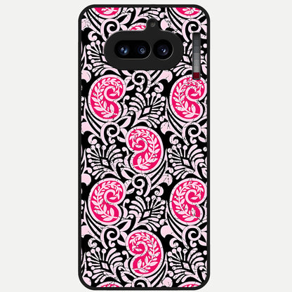  Crimson Paisley Charm Glass Case For Nothing Phone 4A back cover – full design glossy printed glass finish