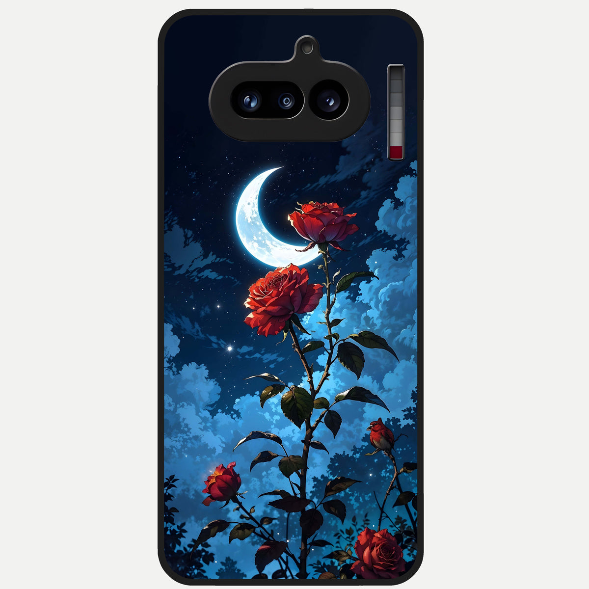  Crimson Rose Moon Glass Case For Nothing Phone 4A back cover – full design glossy printed glass finish