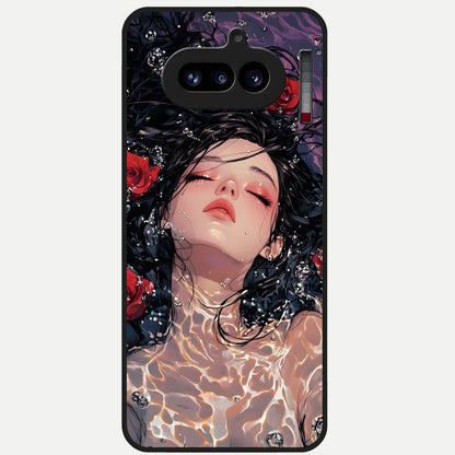  Crimson Rose Serenity Glass Case For Nothing Phone 4A back cover – full design glossy printed glass finish
