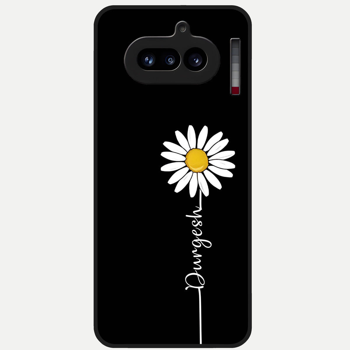  Custom Name White Flower Glass Case For Nothing Phone 4A back cover – full design glossy printed glass finish