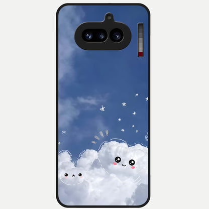  Cute Blossom Cloud Glass Case For Nothing Phone 4A back cover – full design glossy printed glass finish