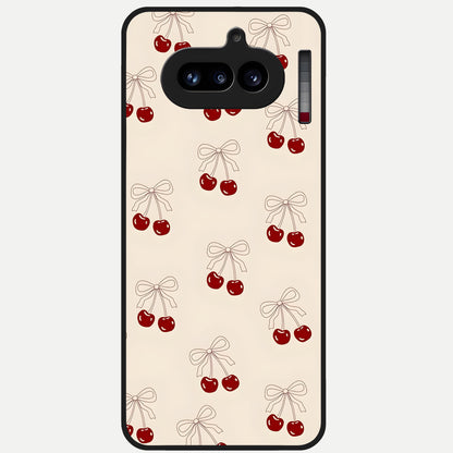  Cute Cherry Pattern Glass Case For Nothing Phone 4A back cover – full design glossy printed glass finish