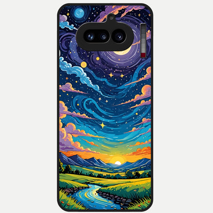  Dreamy Night Landscape Glass Case For Nothing Phone 4A back cover – full design glossy printed glass finish
