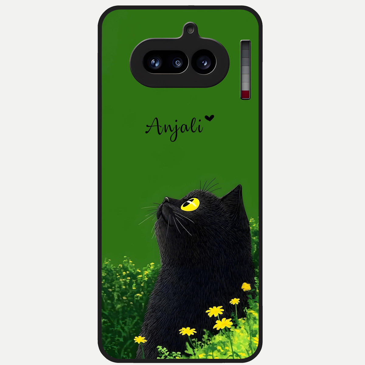  Emerald Cat Custom Name Glass Case For Nothing Phone 4A back cover – full design glossy printed glass finish