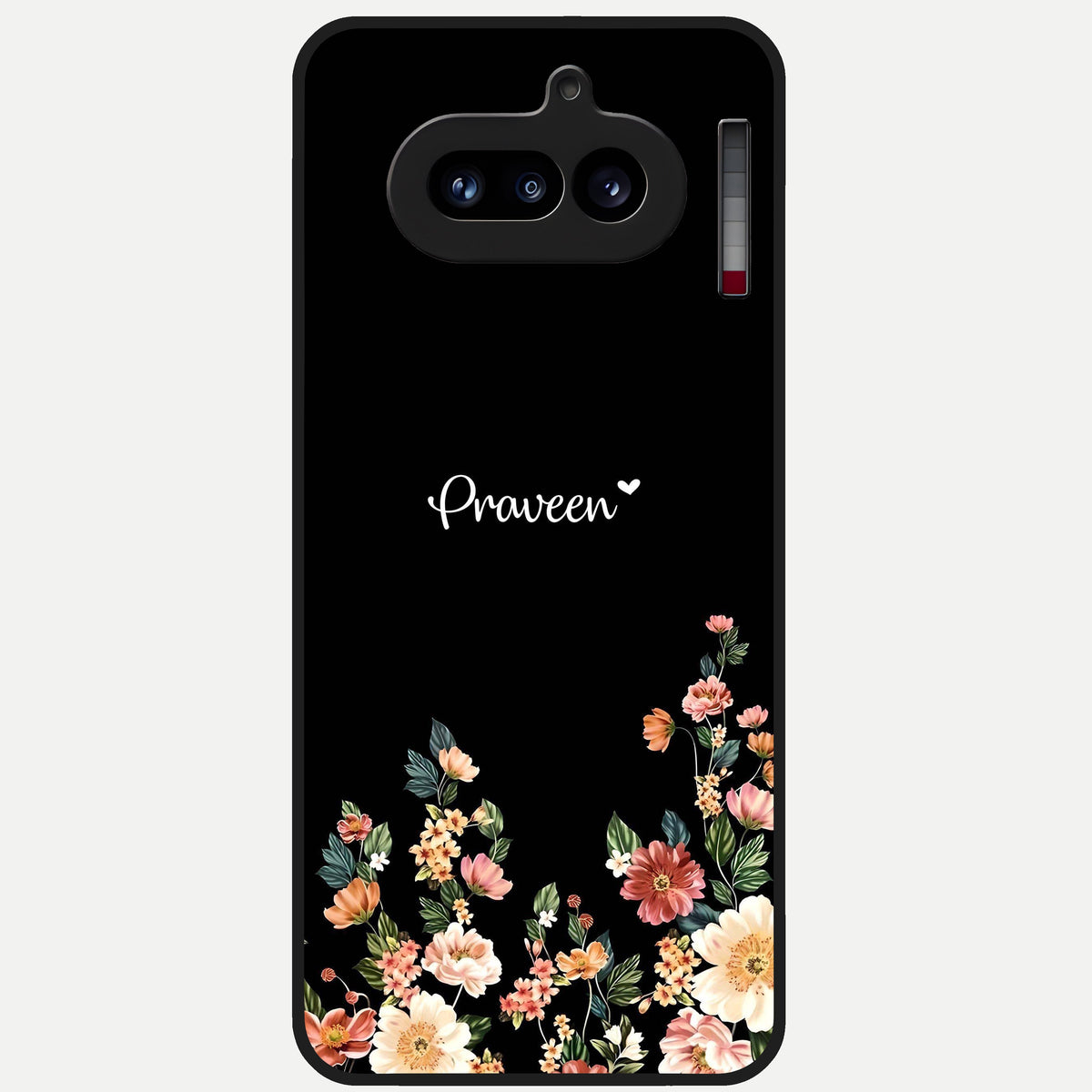  Floral Design Personalized Custom Name Glass Case For Nothing Phone 4A back cover – full design glossy printed glass finish