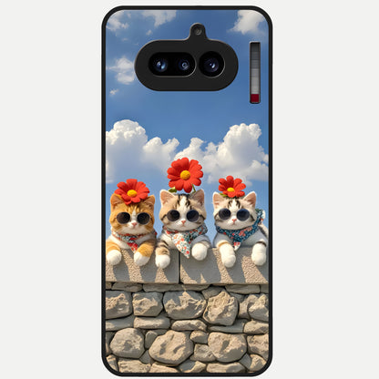  Floral Kitty Squad Glass Case For Nothing Phone 4A back cover – full design glossy printed glass finish