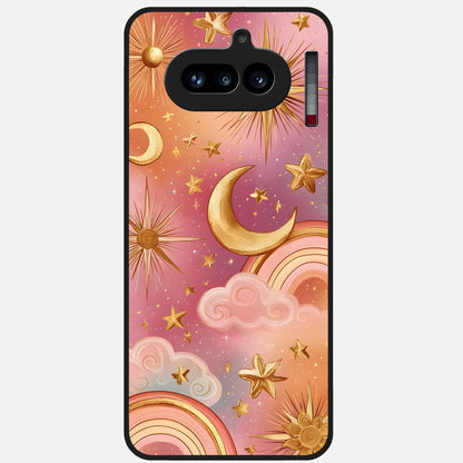  Golden Celestial Dreams Glass Case For Nothing Phone 4A back cover – full design glossy printed glass finish