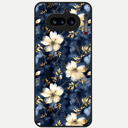  Golden Midnight Bloom Glass Case For Nothing Phone 4A back cover – full design glossy printed glass finish