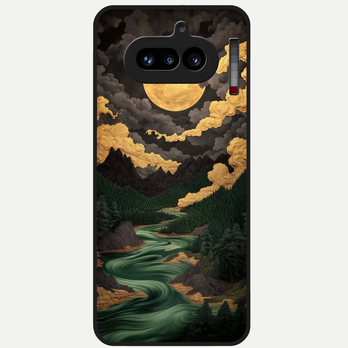  Golden River Moon Glass Case For Nothing Phone 4A back cover – full design glossy printed glass finish