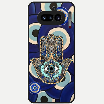  Hamsa Divine Guard Glass Case For Nothing Phone 4A back cover – full design glossy printed glass finish
