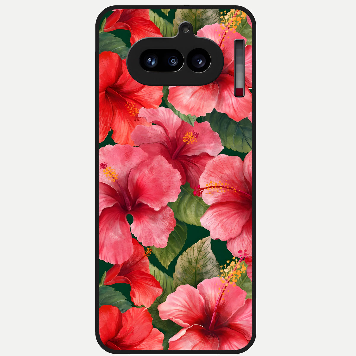  Hibiscus Pattern Glass Case For Nothing Phone 4A back cover – full design glossy printed glass finish