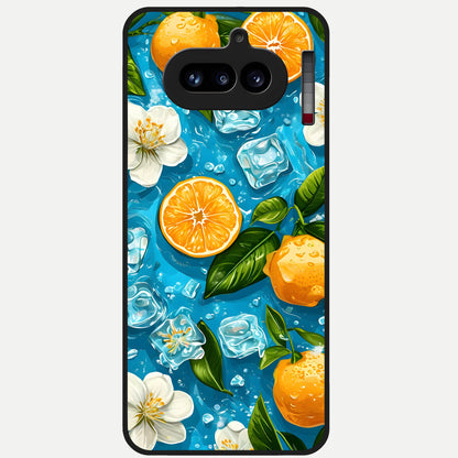  Ice Cube With Orange Glass Case For Nothing Phone 4A back cover – full design glossy printed glass finish