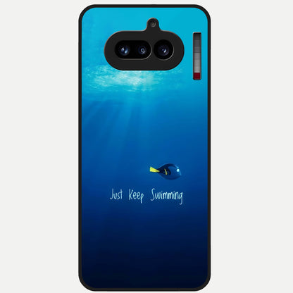  Just Keep Swimming Glass Case For Nothing Phone 4A back cover – full design glossy printed glass finish