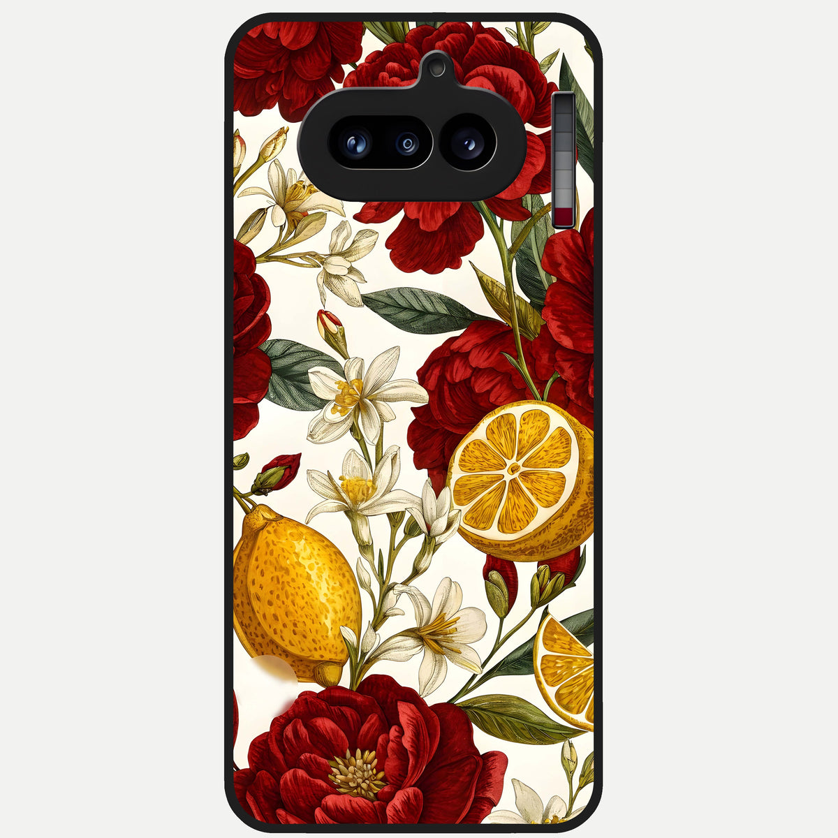  Lemon Rose Charm Glass Case For Nothing Phone 4A back cover – full design glossy printed glass finish