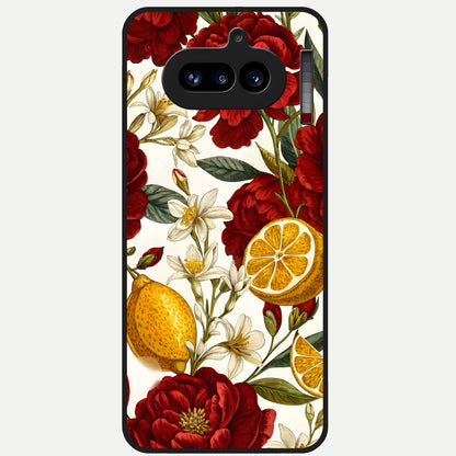  Lemon Rose Charm Glass Case For Nothing Phone 4A back cover – full design glossy printed glass finish
