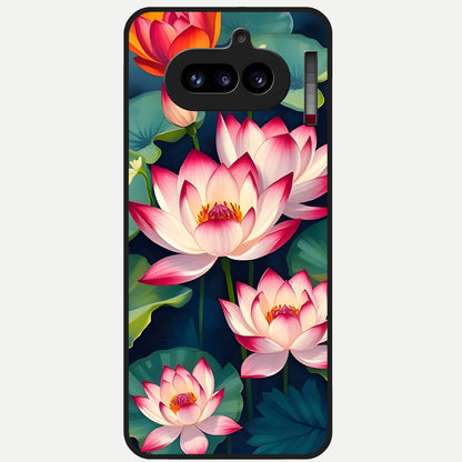  Lotus Dream Serenity Glass Case For Nothing Phone 4A back cover – full design glossy printed glass finish