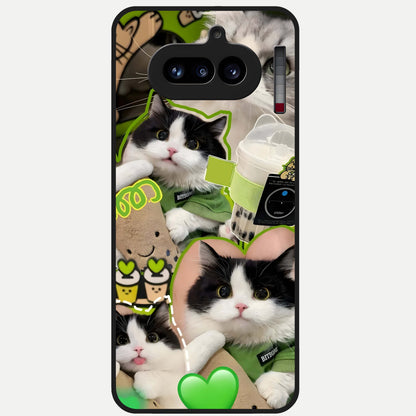  Matcha Cats Mood Glass Case For Nothing Phone 4A back cover – full design glossy printed glass finish