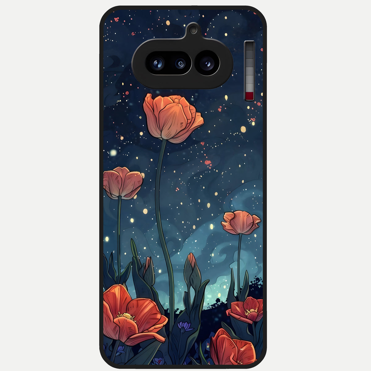  Midnight Tulip Glow Glass Case For Nothing Phone 4A back cover – full design glossy printed glass finish