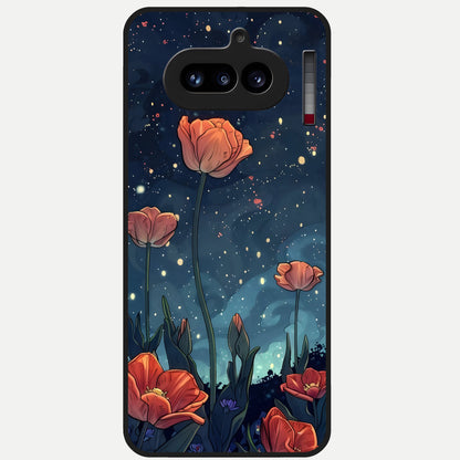  Midnight Tulip Glow Glass Case For Nothing Phone 4A back cover – full design glossy printed glass finish