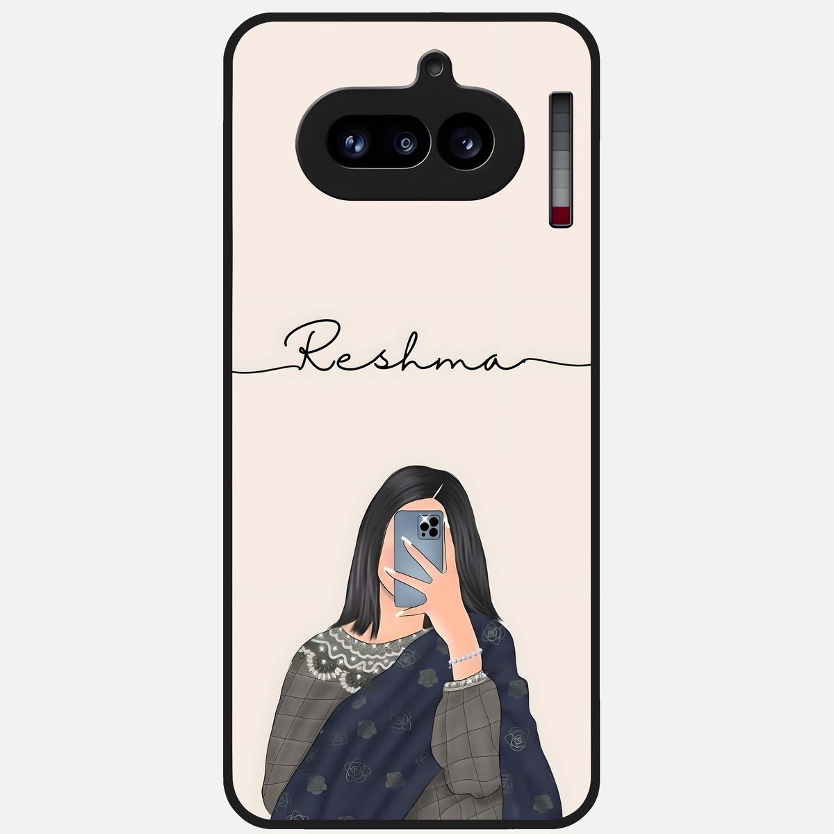  Mirror Mood Muse With Custom Name Glass Case For Nothing Phone 4A back cover – full design glossy printed glass finish