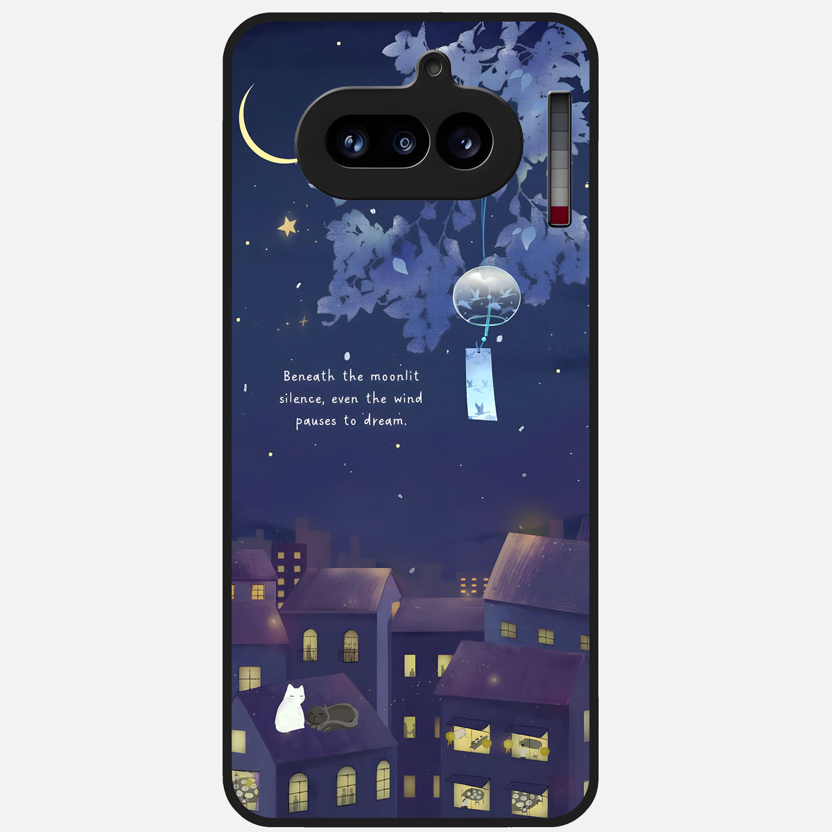  Moonlit Cat Silence Glass Case For Nothing Phone 4A back cover – full design glossy printed glass finish