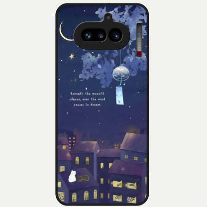  Moonlit Cat Silence Glass Case For Nothing Phone 4A back cover – full design glossy printed glass finish