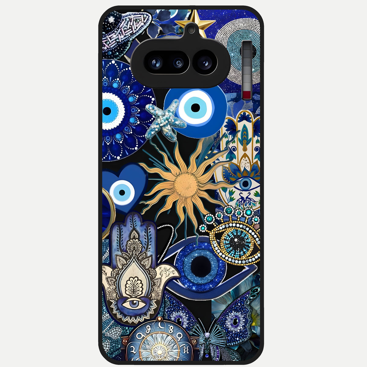  Mystic Blue Evil Eye Glass Case For Nothing Phone 4A back cover – full design glossy printed glass finish
